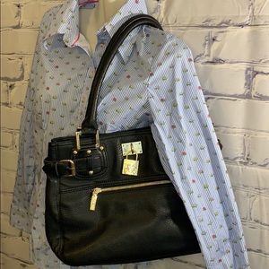 Anne Klein black and gold purse leather